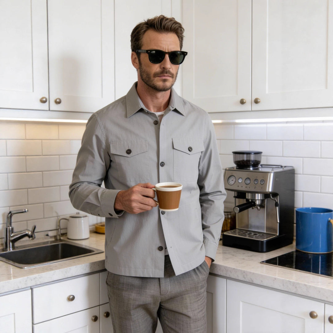 Herren Hemdjacke mit Pattentaschen und leichter Baumwollmischung Drune