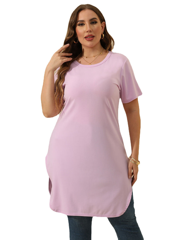 Damen modernes Kurzarm-Tunika-Kleid Drune