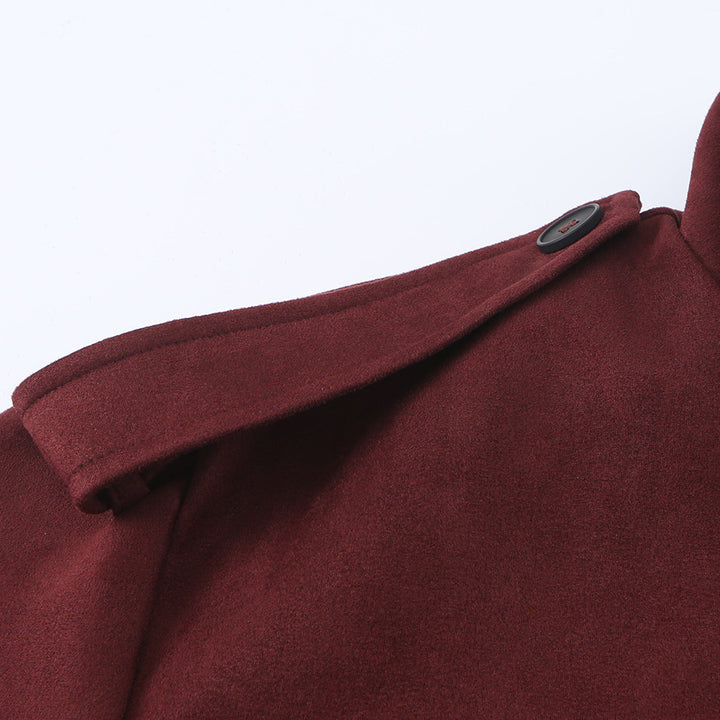 Damen Kurze Jacke in Velourslederoptik mit Stehkragen, Schulterklappen und Pattentaschen Drune