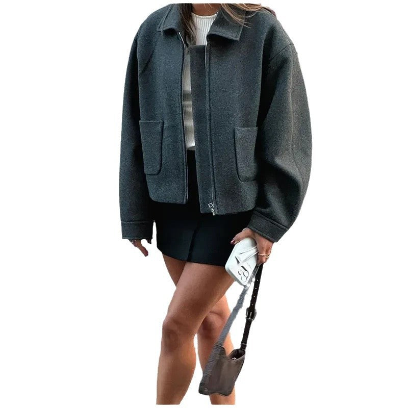 Damen Urbaner Oversize-Wolljacke mit praktischen Taschen Drune