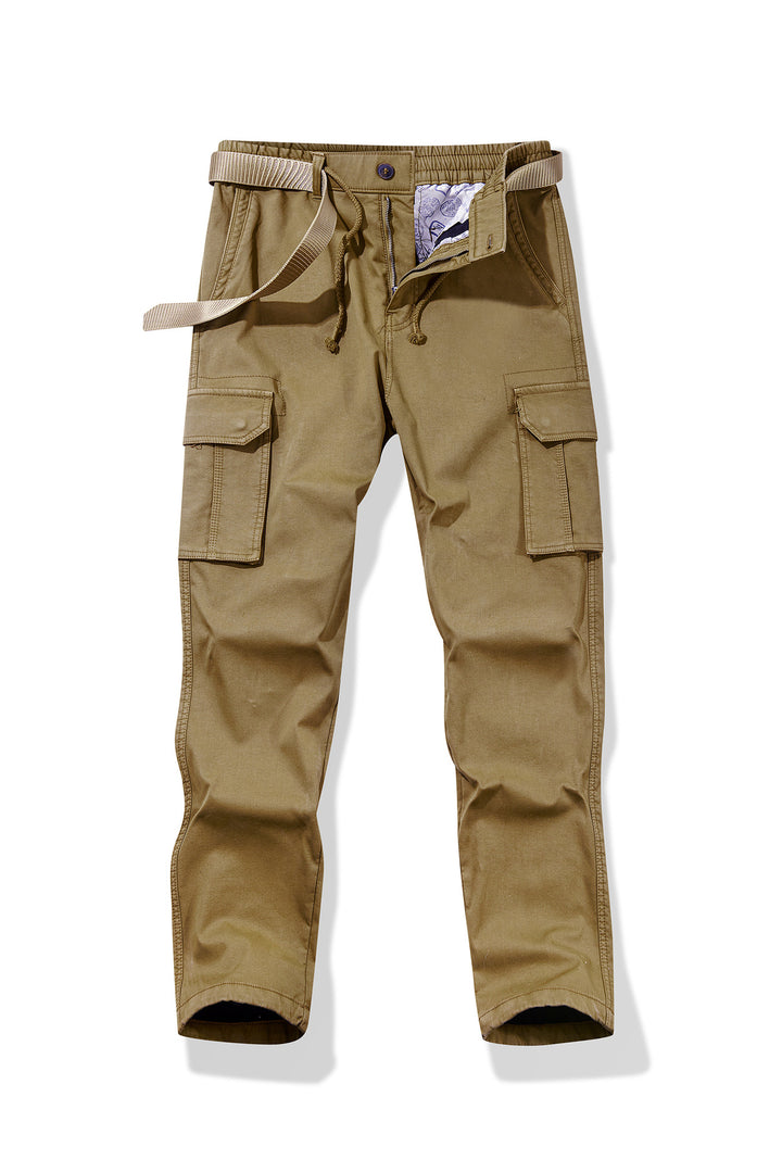 Herren Slim-Fit Utility-Cargohose mit elastischem Bund, Kordelzug und integrierter Webgürtel Drune