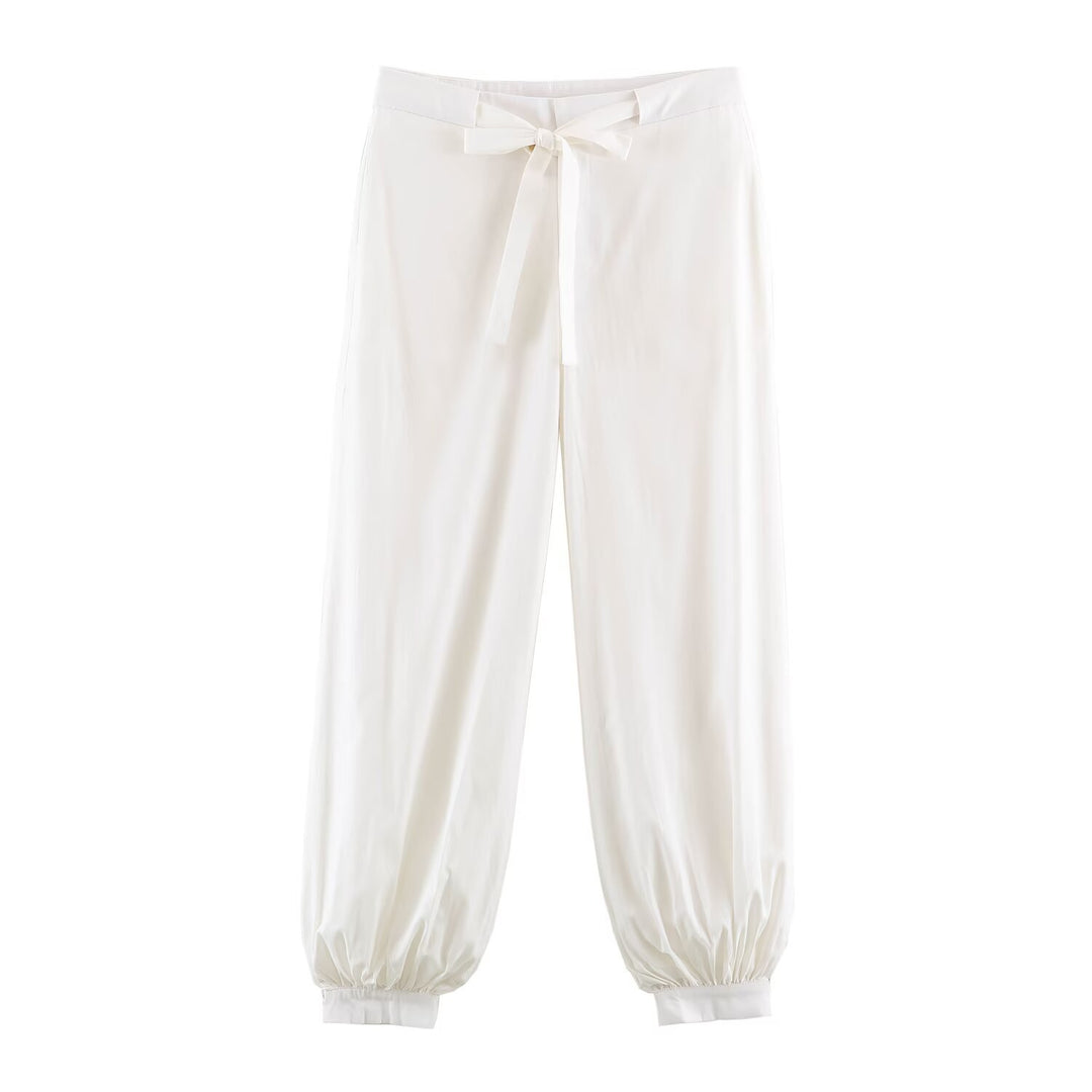 Damen Zweiteiliges Satin‑Loungewear‑Set mit Hemdbluse und taillierter Tunnelzughose Drune