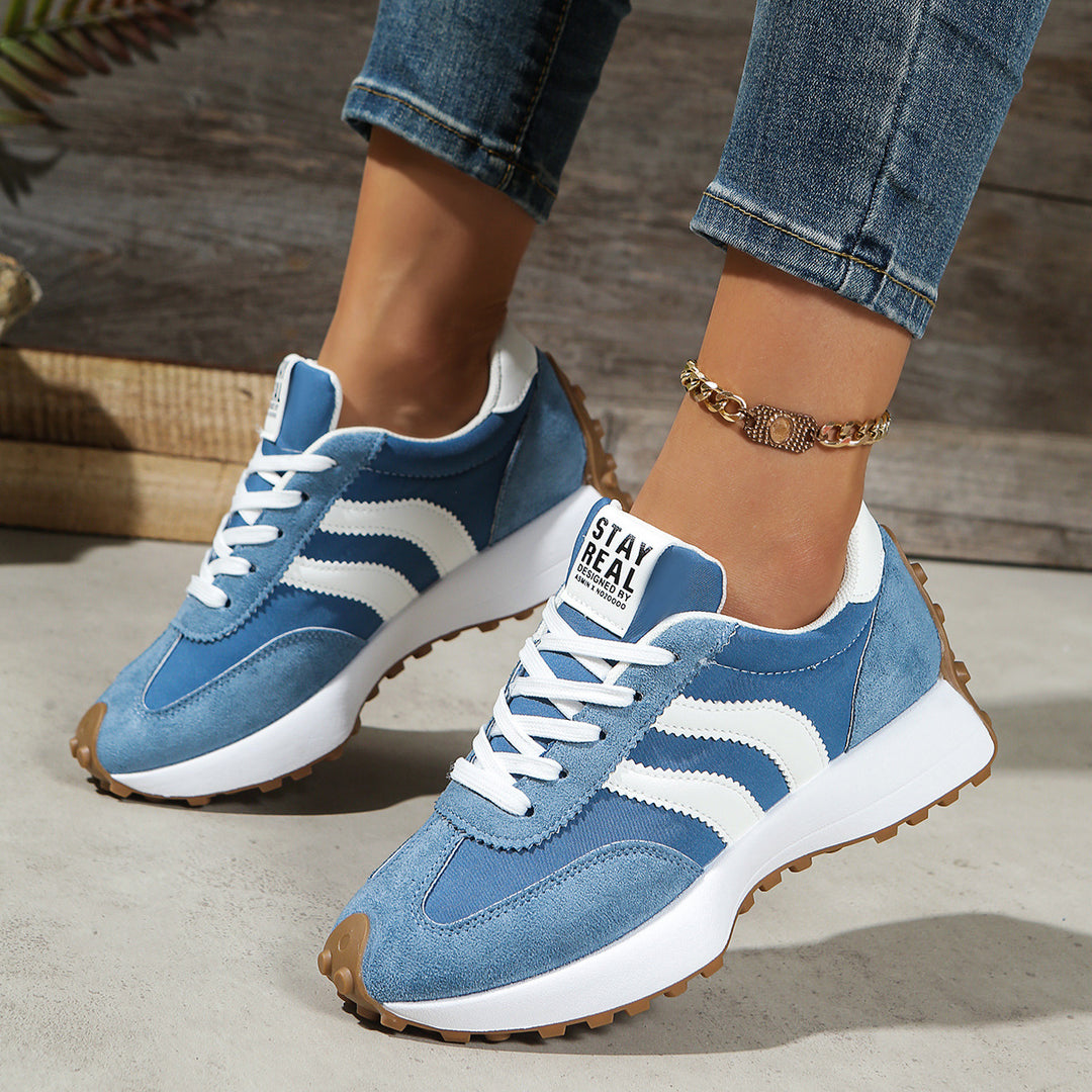 Damen Retro-Plateau-Sneaker mit Velours- und Mesh-Mix Drune