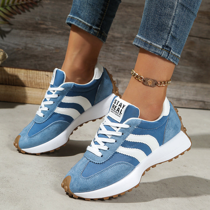 Damen Retro-Plateau-Sneaker mit Velours- und Mesh-Mix Drune