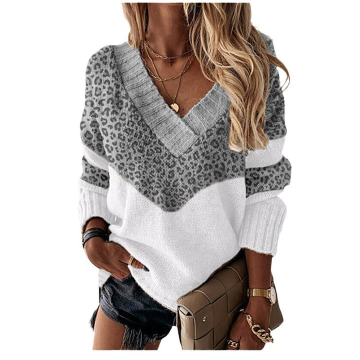 Damen nan V-Ausschnitt Strickpullover mit Chevron-Muster und Oversize-Schnitt Drune