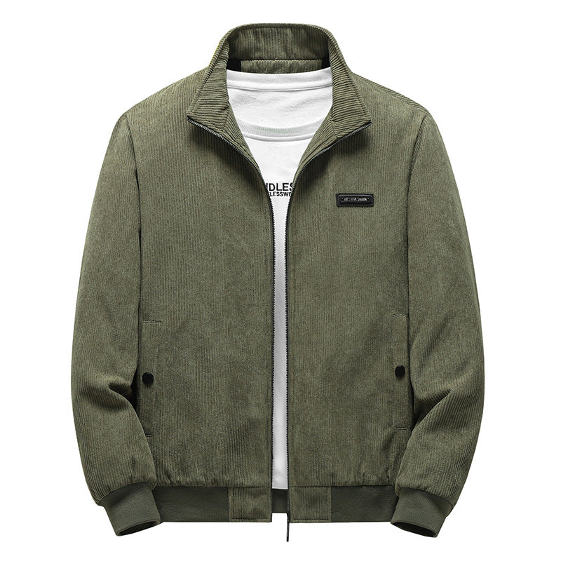 Herren Modische Cordjacke mit Stehkragen Drune