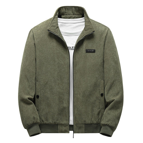 Herren Modische Cordjacke mit Stehkragen Drune