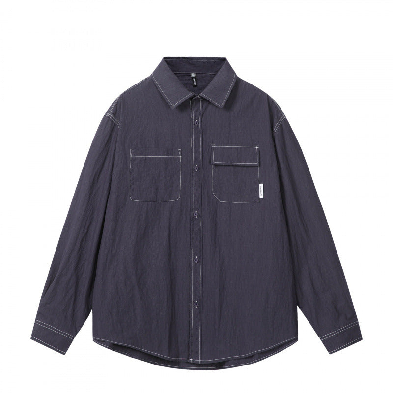 Herren Overshirt im Boxy‑Schnitt mit Kontrastnaht und aufgesetzten Brusttaschen Drune