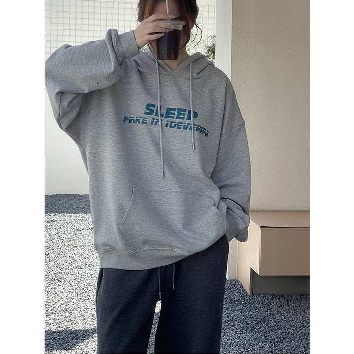 Damen Kapuzenpullover mit lässigem Schriftzug und bequemer Passform Drune