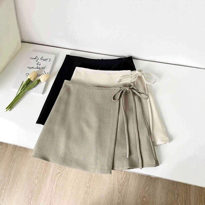 Damen Wickelrock aus hochwertigem Leinenstoff mit eleganter Schleifenbindung Drune