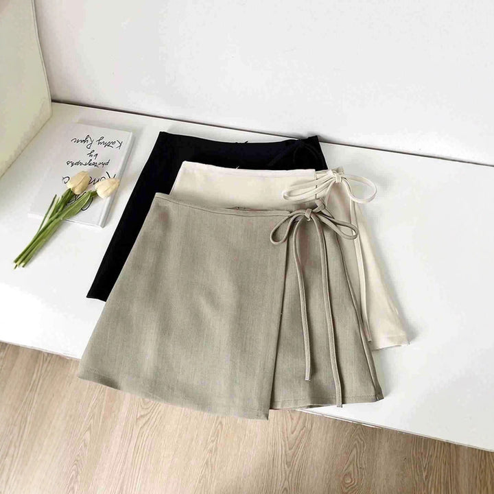 Damen Wickelrock aus hochwertigem Leinenstoff mit eleganter Schleifenbindung Drune