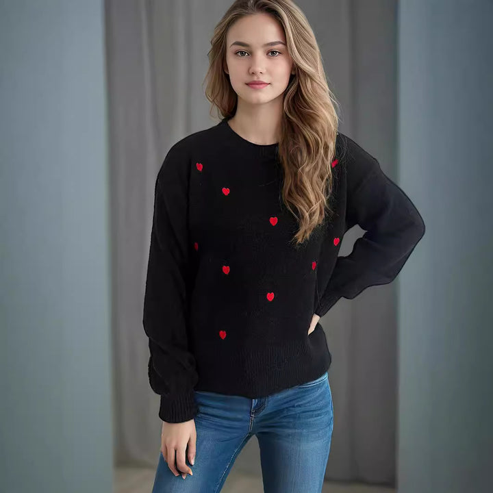 Damen Pullover mit verspieltem Herzmotiv und lässiger Passform Drune