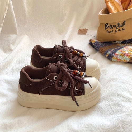 Damen Plateau-Sneaker mit dekorativen Schnürdetails und komfortabler Sohle Drune