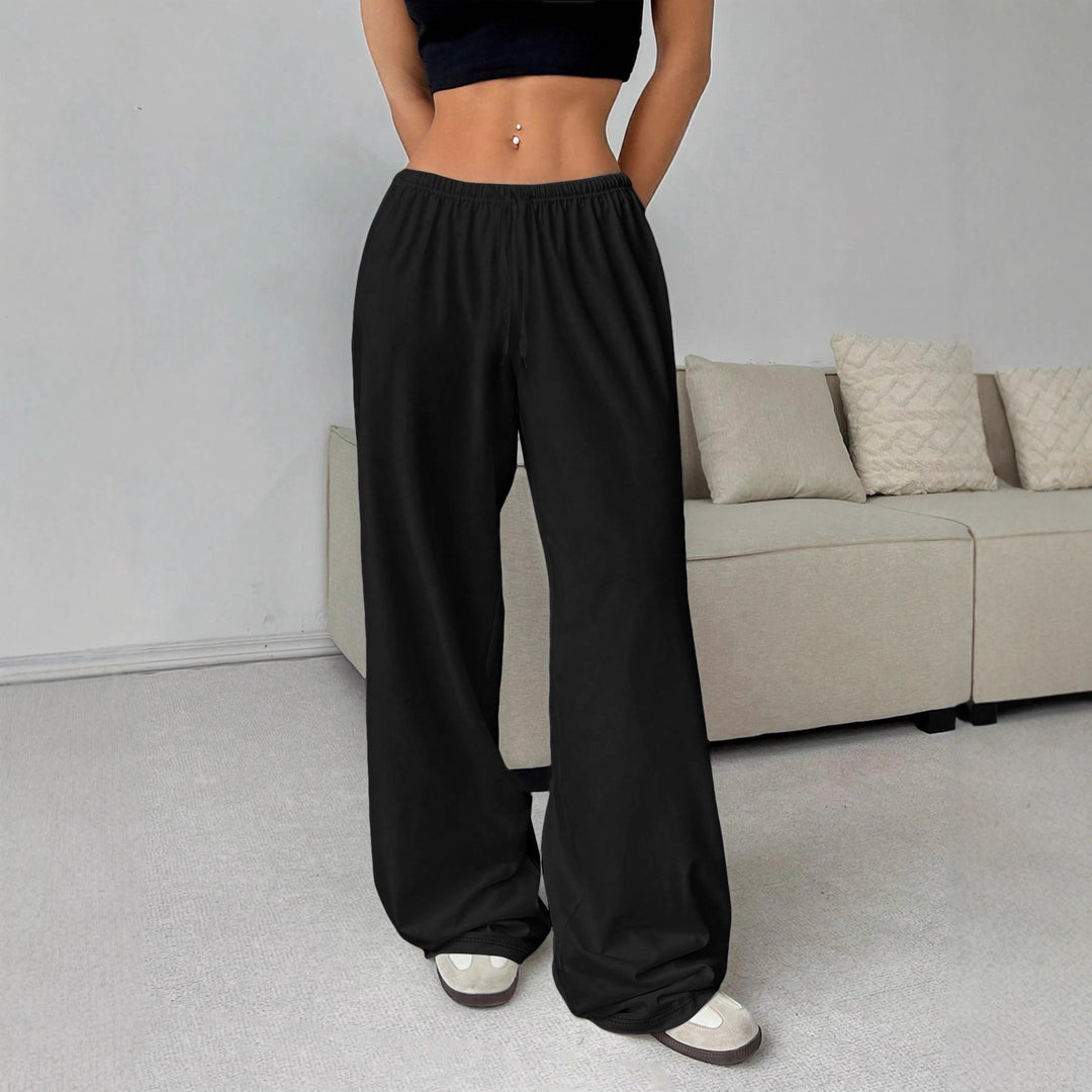 Damen nan weiter Highwaist Palazzo-Jogger mit elastischem Komfortbund, Kordelzug und seitlichen Eingrifftaschen Drune