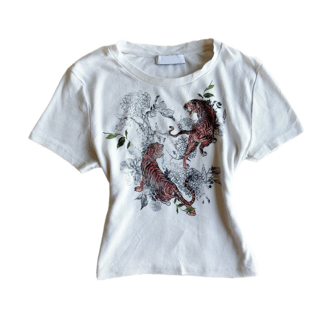 Damen T-Shirt mit kreativem Tigerdesign Drune