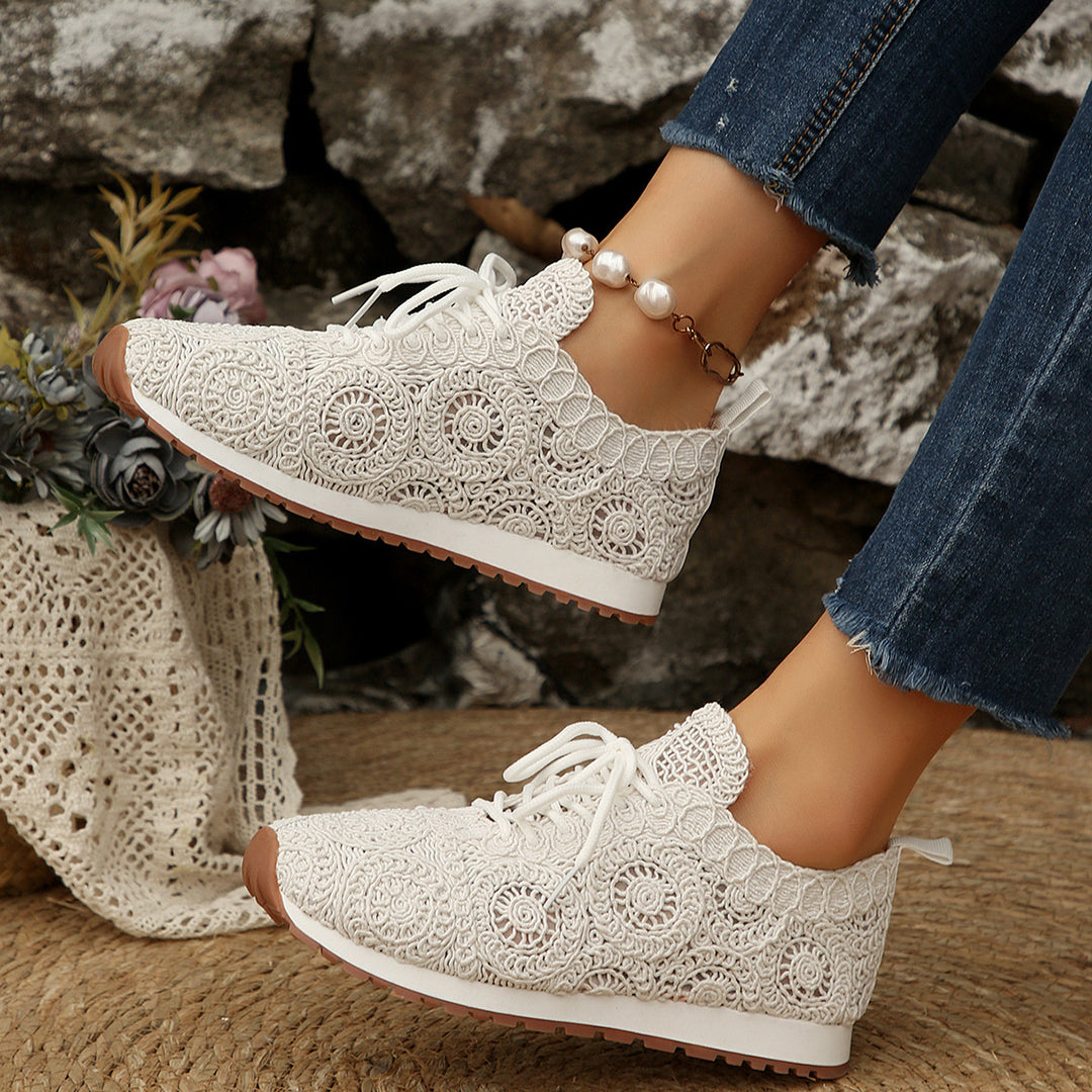 Damen  gestrickte Slip-On Plateau-Sneaker mit atmungsaktivem Obermaterial und gepolstertem Komfortfußbett Drune