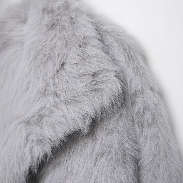 Damen Kurze Faux‑Fur Jacke mit Schalkragen und Boxy‑Schnitt Drune