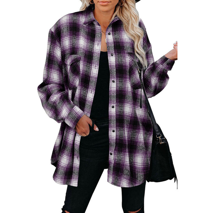 Damen Karo-Hemdjacke aus weichem Flanell mit praktischen Taschen Drune