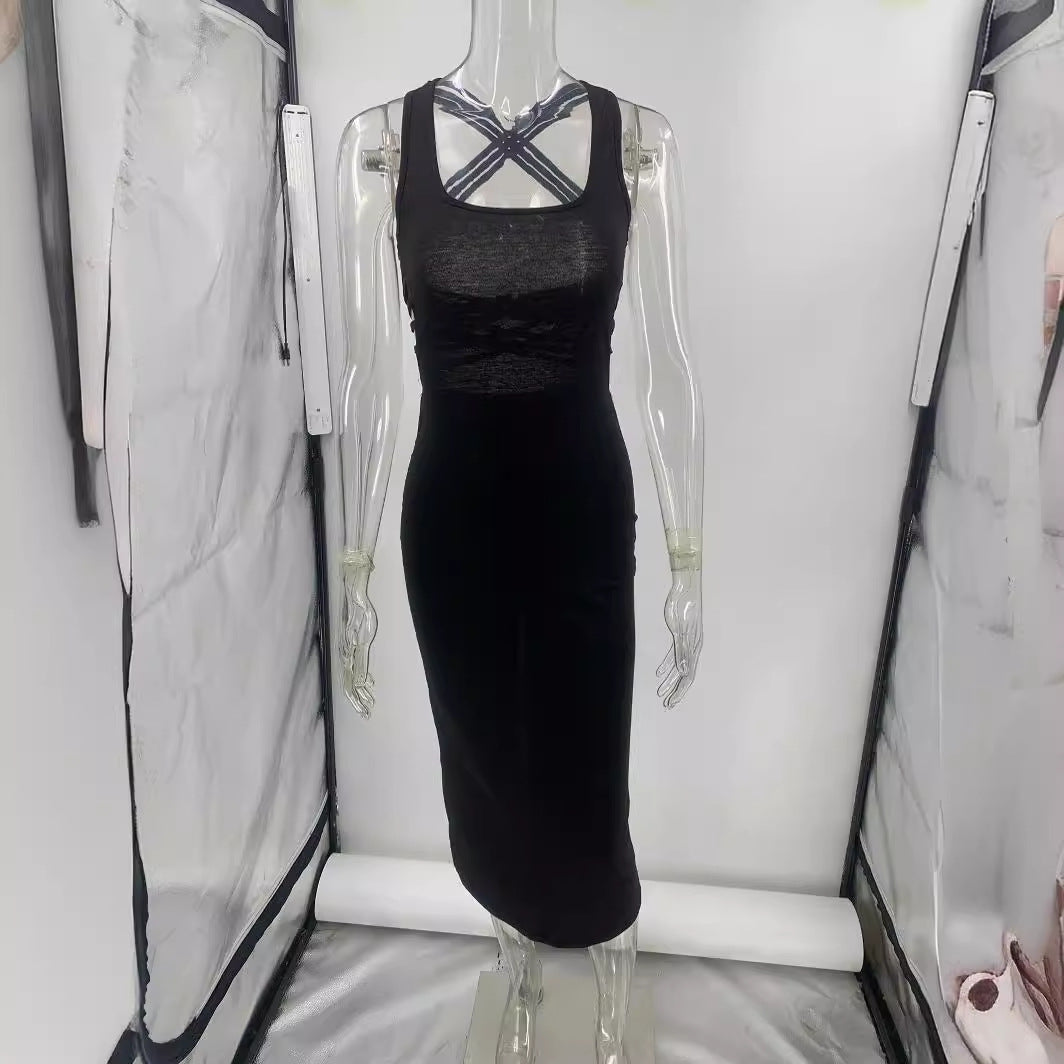 Damen Elegantes Midi-Kleid mit seitlichen Cut-Outs Drune