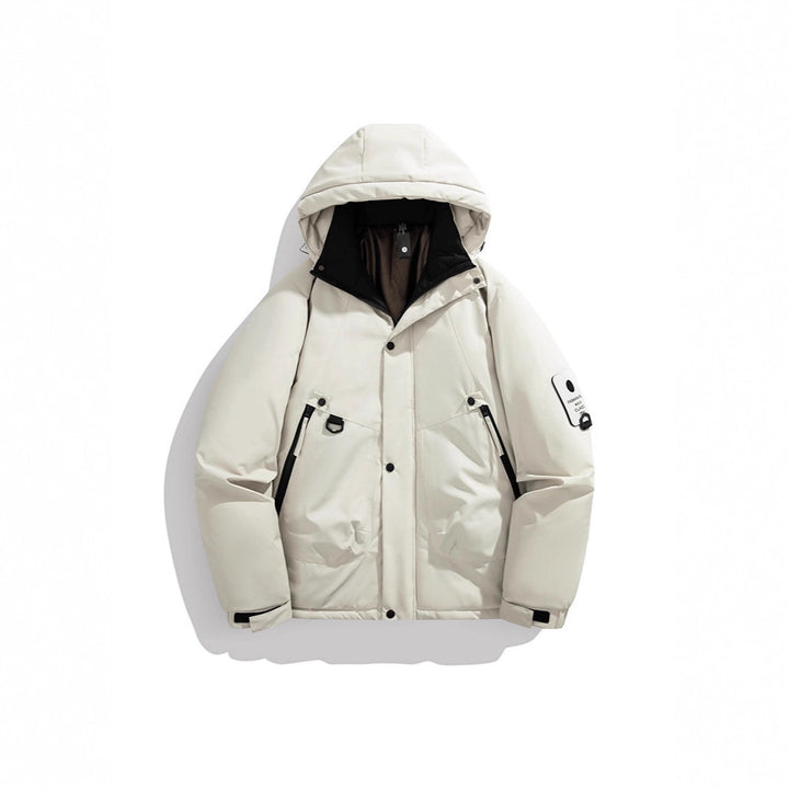 Herren Wattierte Kapuzenjacke im Utility‑Stil mit Multifachtaschen und verstellbarem Saum Drune