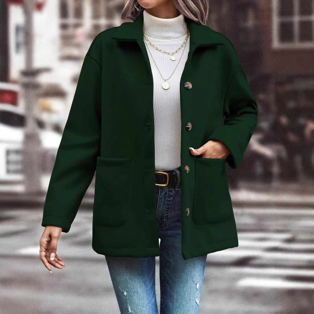 Damen modische Oversized-Jacke mit Knopfdetails und praktischen Taschen Drune