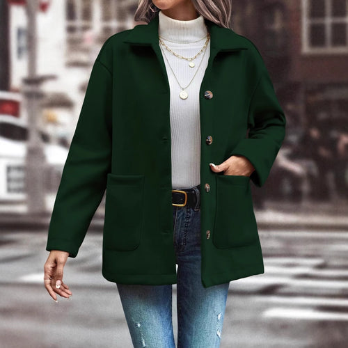 Damen modische Oversized-Jacke mit Knopfdetails und praktischen Taschen Drune