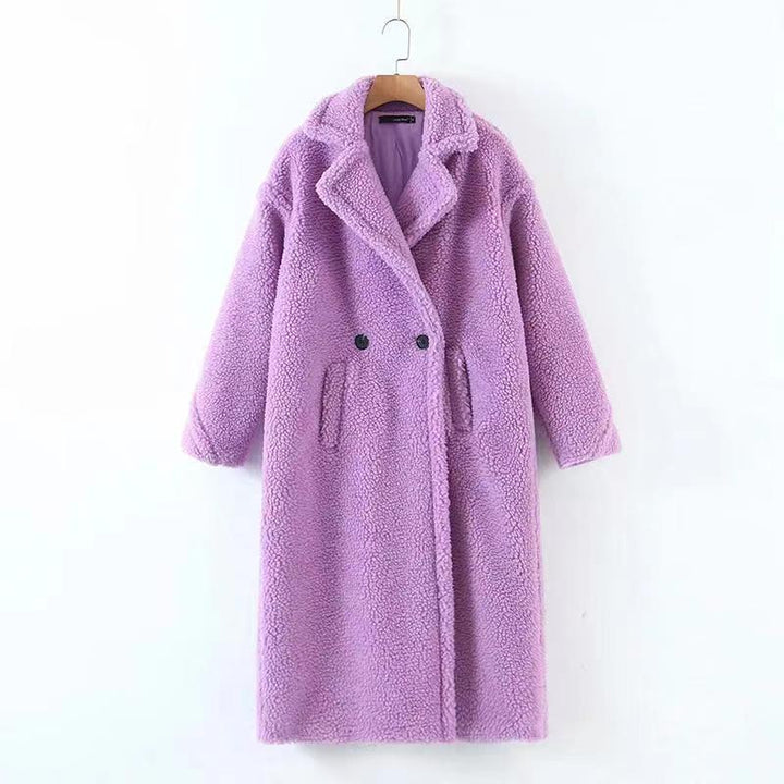 Drune | Langer Übergroß Schnitt Weiches Teddy Fleece Reverskragen Warm Und Bequem