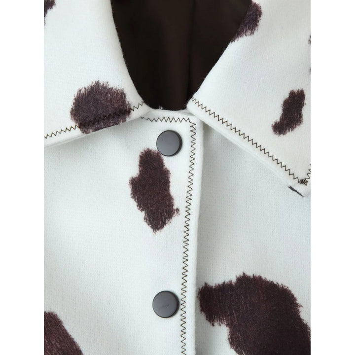 Damen Kunstlederjacke mit modernem Kuhfleckenmuster Drune