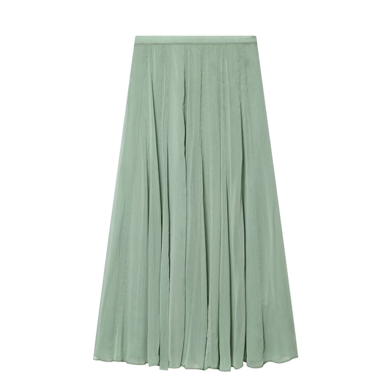 Damen Maxirock aus plissiertem Chiffon mit hohem Bund und fließender A-Linie Drune