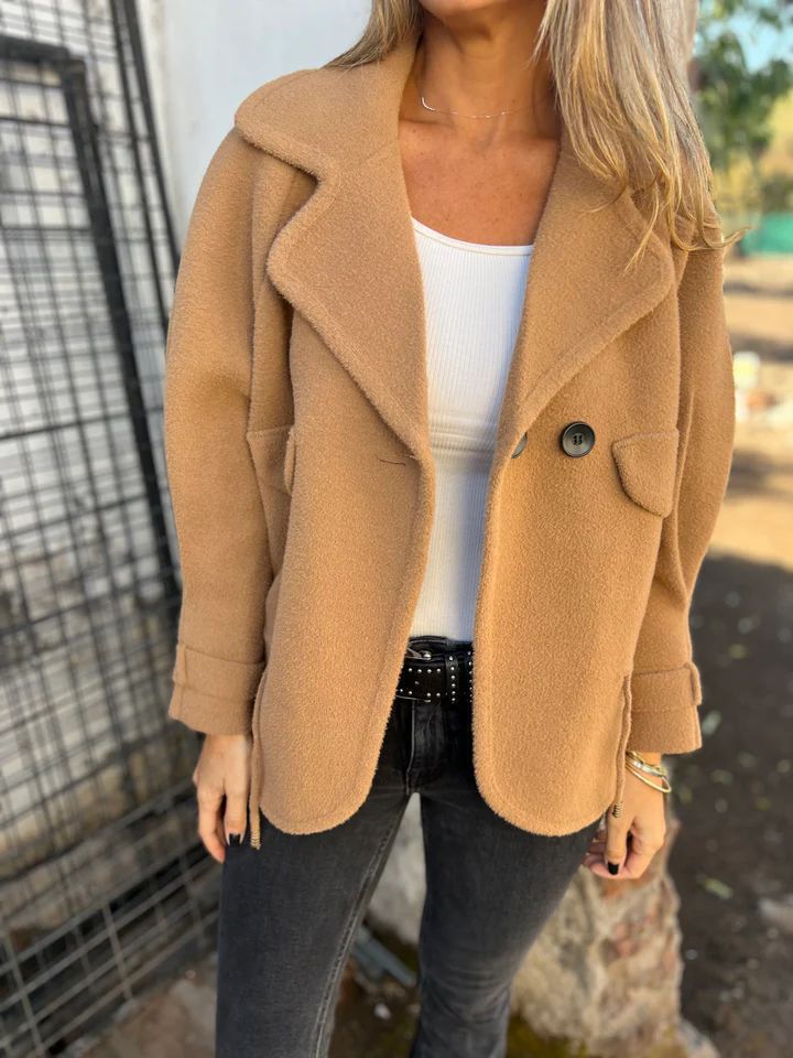 Damen Oversized Nachtjacke aus weichem Wollmix mit praktischen Taschen Drune