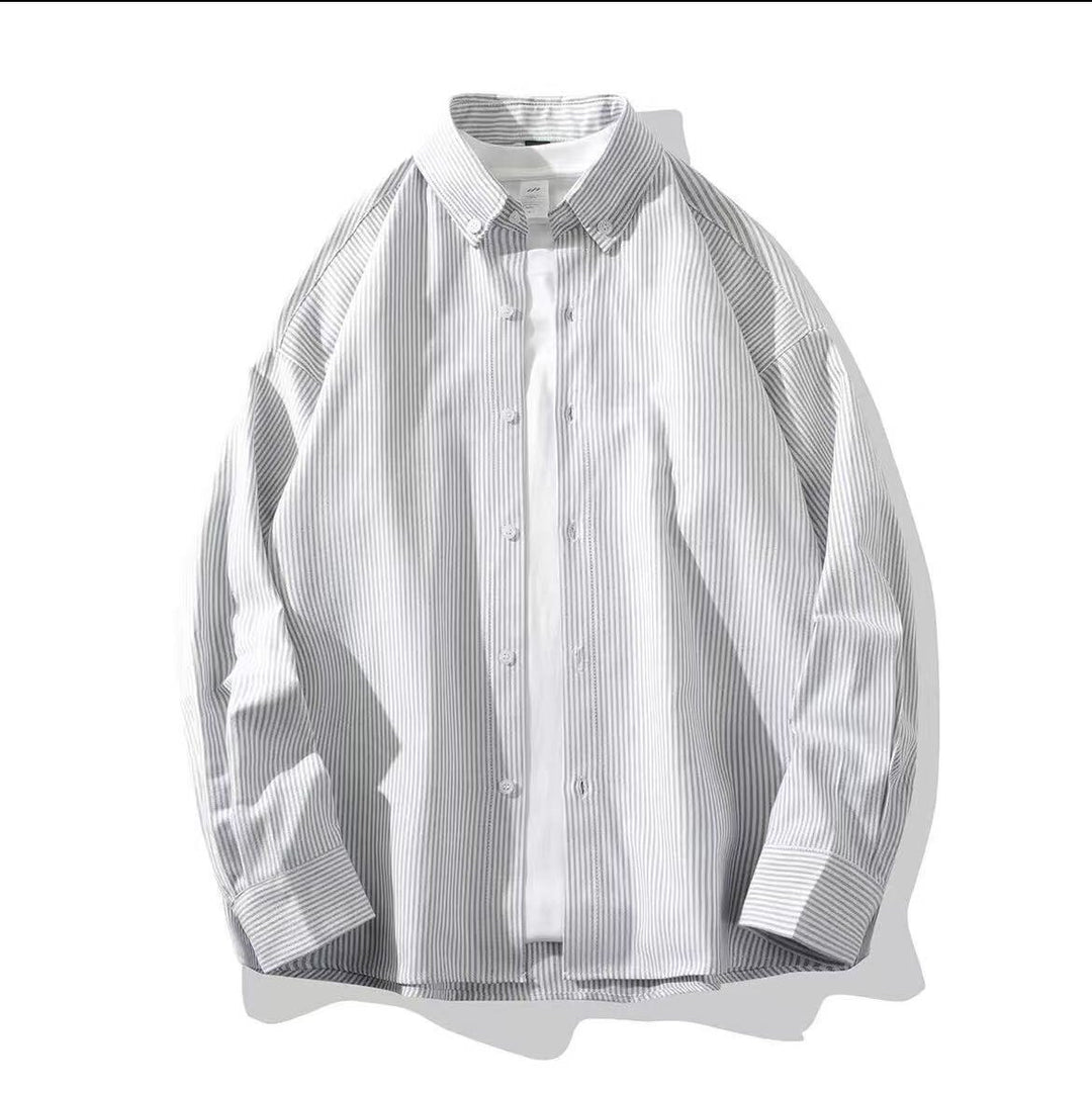 Herren Oversize Button-Down Hemd aus Baumwollmischung mit feinen Nadelstreifen Drune