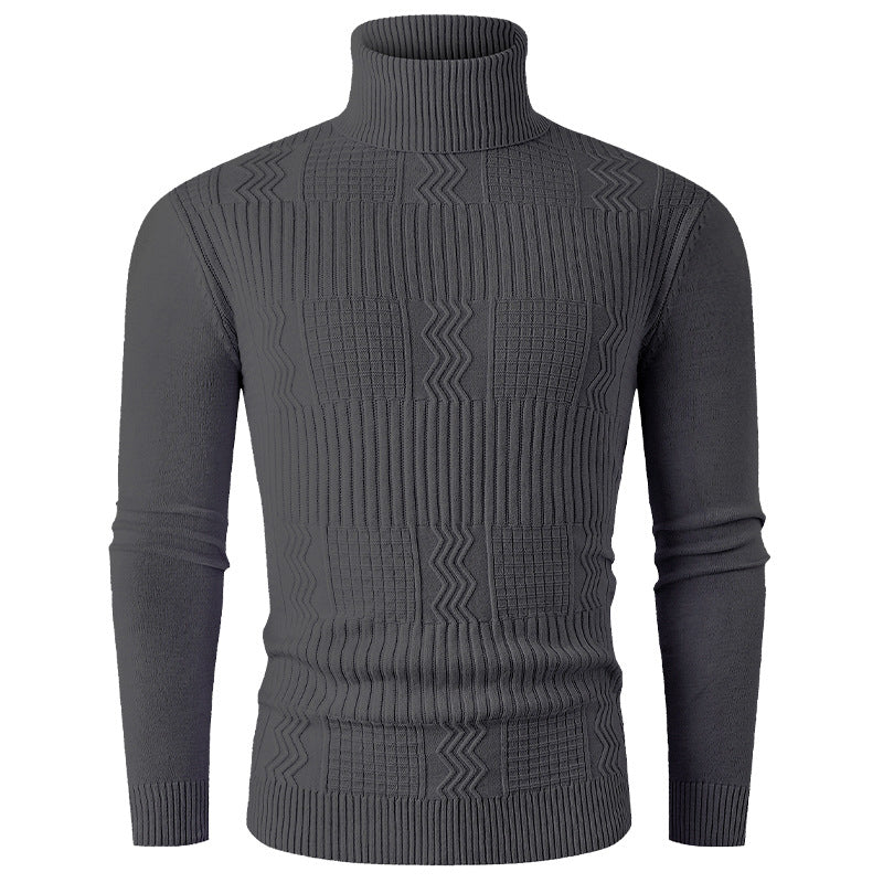 Herren Rollkragenpullover aus Feinstrick mit strukturiertem Jacquardmuster und tailliertem Schnitt Drune