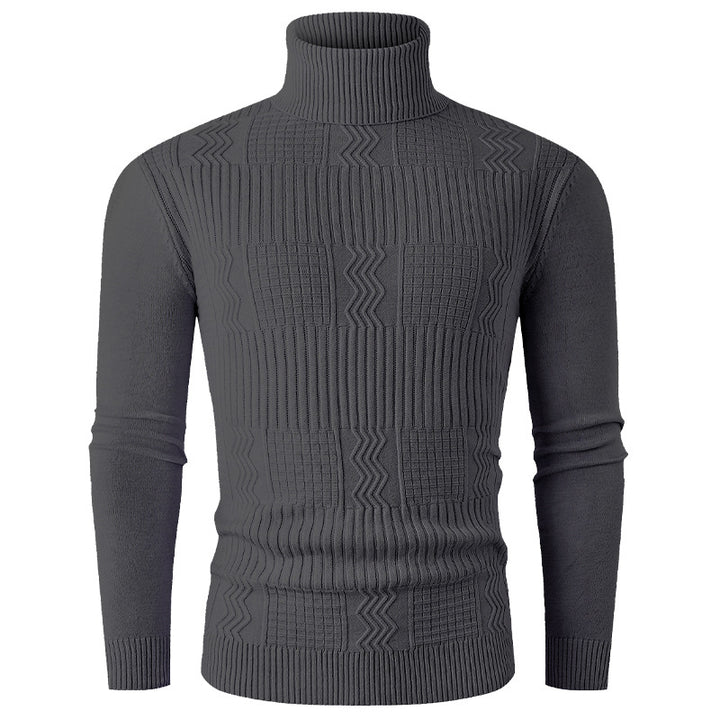 Herren Rollkragenpullover aus Feinstrick mit strukturiertem Jacquardmuster und tailliertem Schnitt Drune