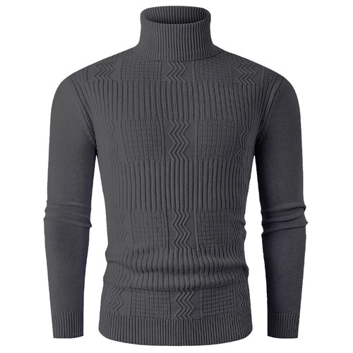 Herren Rollkragenpullover aus Feinstrick mit strukturiertem Jacquardmuster und tailliertem Schnitt Drune