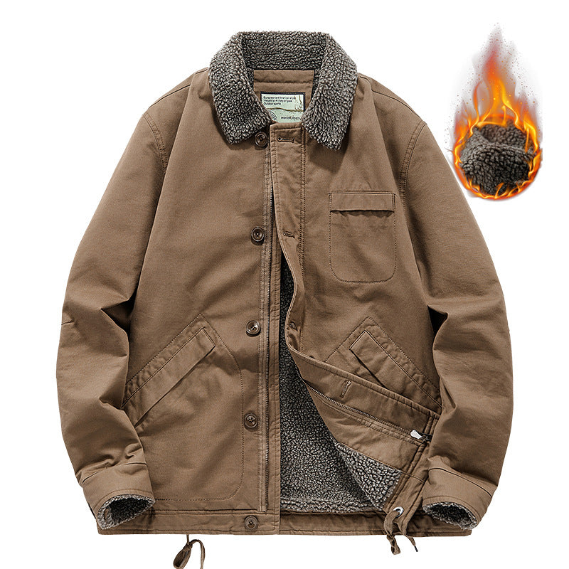 Herren Lässige Übergangsjacke mit Teddyfutter Drune