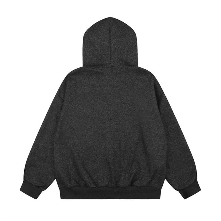 Damen Kapuzen-Zipjacke im Oversize-Cut mit gestickter Dackel-Illustration und Vichy-Detail Drune