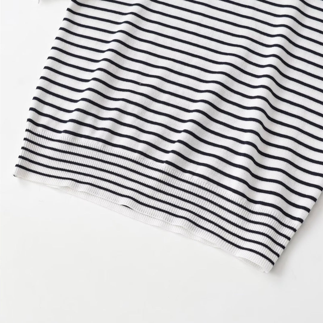 Damen gestreiftes T-Shirt mit kurzen Ärmeln Drune