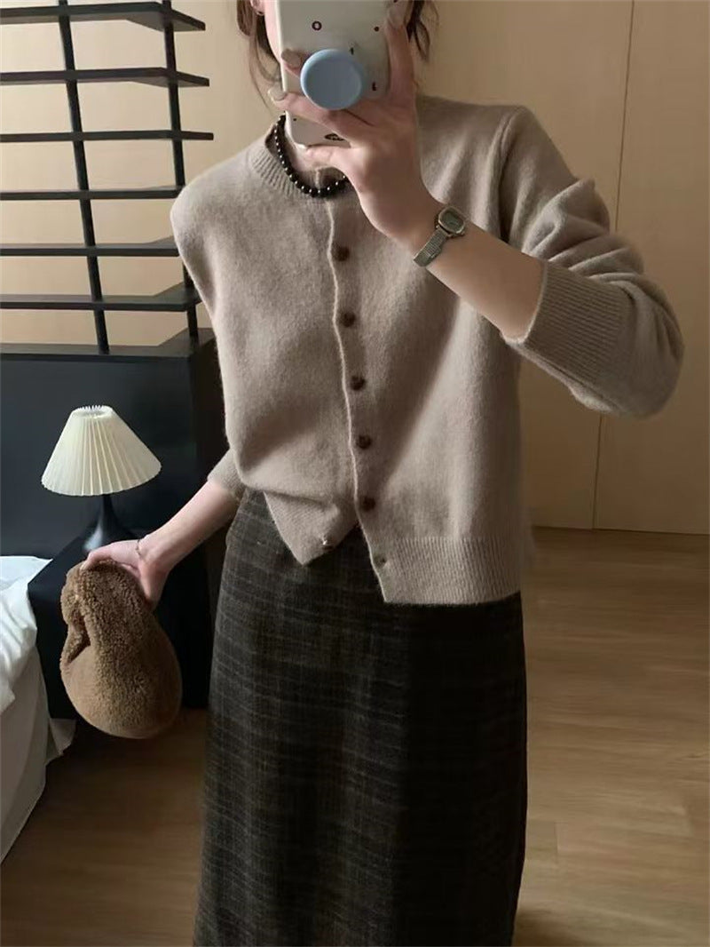 Damen weicher Strickcardigan mit Knöpfen und Rippstruktur Drune