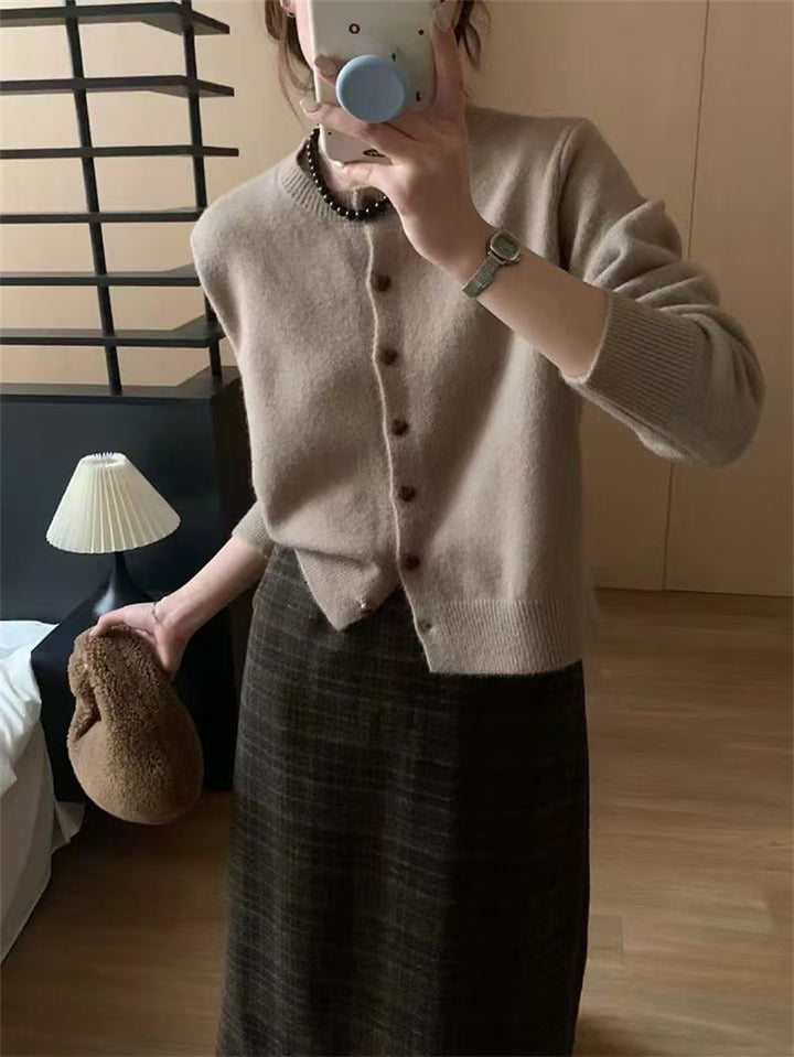 Damen weicher Strickcardigan mit Knöpfen und Rippstruktur Drune