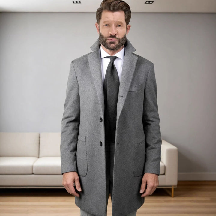 Herren Langer Unstrukturierter Leinen-Blazer mit Ein-Knopf-Verschluss und aufgesetzten Taschen Drune
