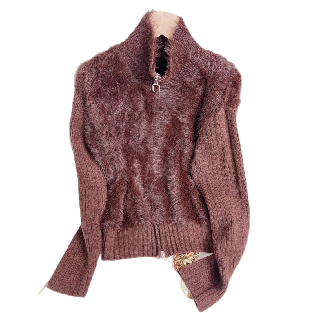 Damen Wärmeisolierende Strickpullover mit hohem Kragen und luxuriösem Fleeceeinsatz Drune