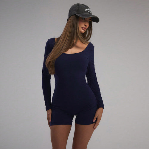 Damen Langarm-Bodysuit mit figurbetontem Schnitt und modischem U-Ausschnitt Drune