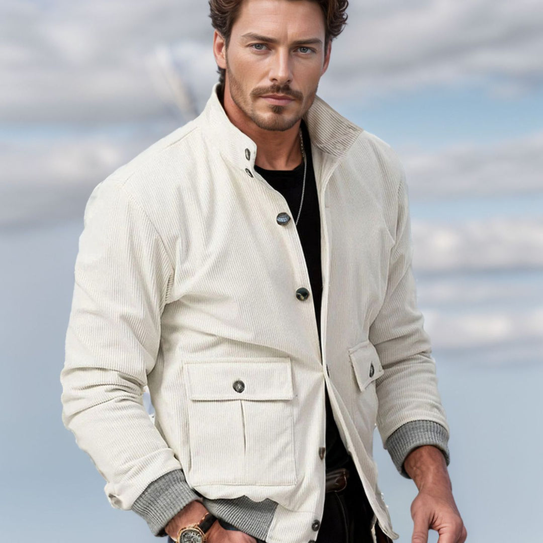 Herren Corduroy-Fieldjacke mit Pattentaschen und Stehkragen Drune