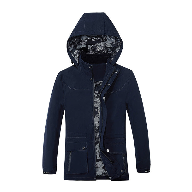Herren leichter Fieldparka mit Kapuze camouflage-gepolsterter Innenverkleidung und Multifunktions-Taschen Drune