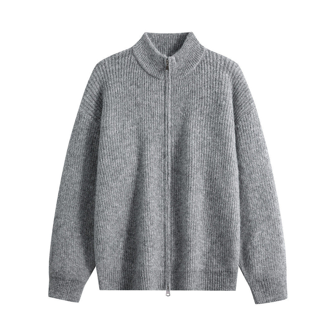 Damen Oversize-Strickjacke mit Rundhalsausschnitt, Rippsaum & Kontrastknöpfen Drune