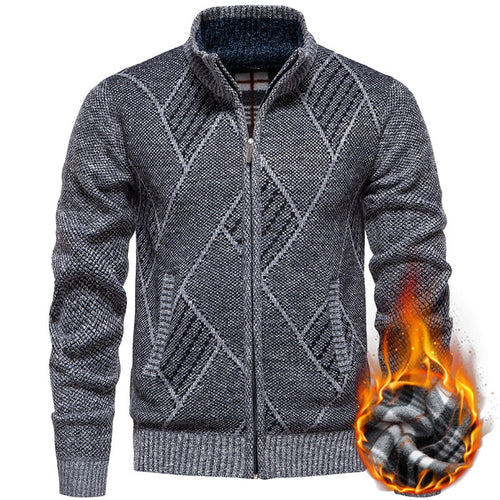 Herren modischer Strickjacke mit Stehkragen und einzigartigem Zopfdesign Drune