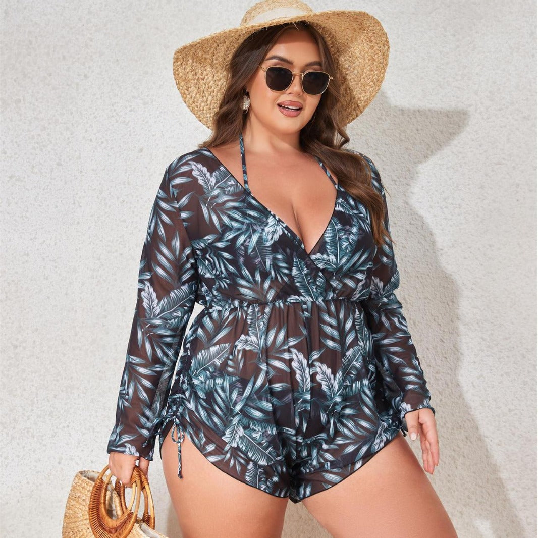 Damen Strandbikini-Set mit transparentem Überwurf Drune