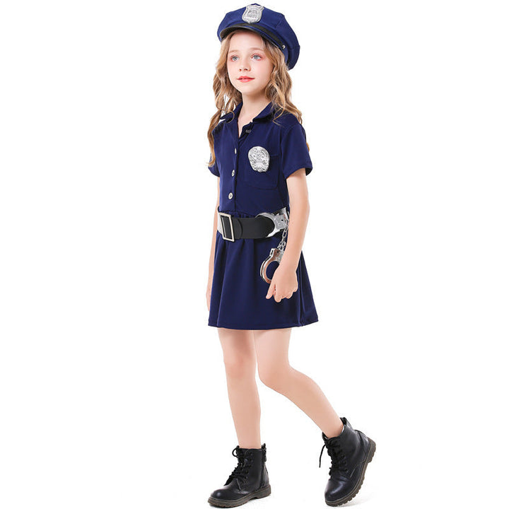 Mädchen Polizeikostüm mit Rock und Modischen Accessoires Drune
