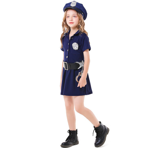 Mädchen Polizeikostüm mit Rock und Modischen Accessoires Drune