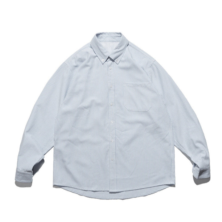 Unisex Oversize-Hemd mit feinem Nadelstreifen, Button-Down-Kragen und Brusttasche Drune